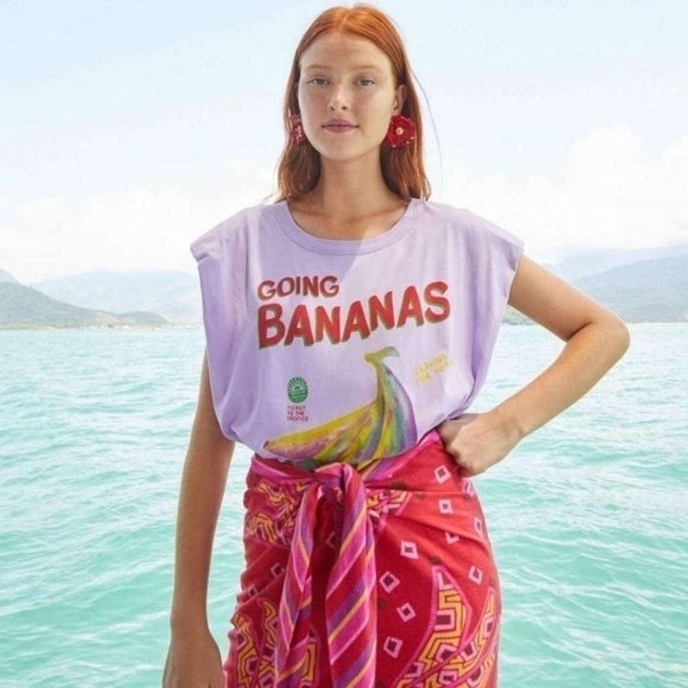 FARM Rio Lavender "Going Bananas" Graphic Tank Top